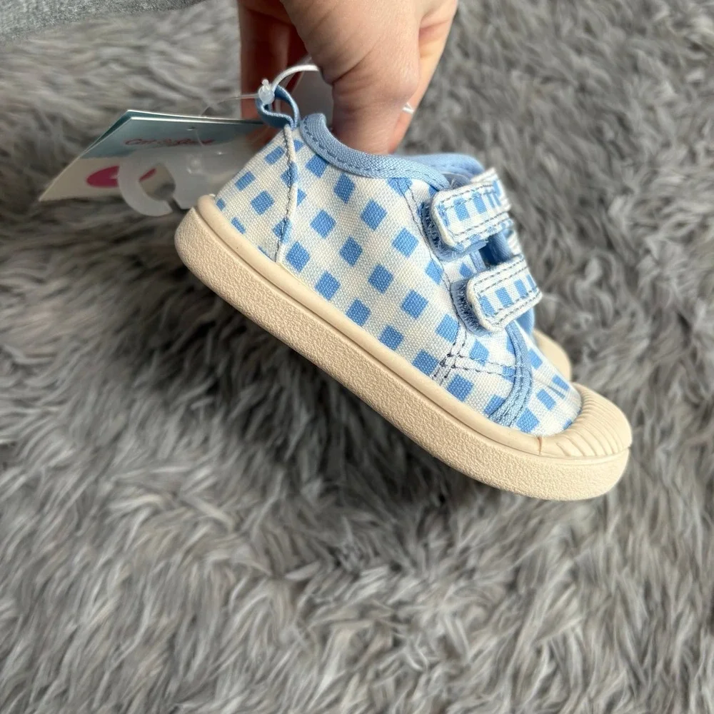 Cat & Jack Gingham Velcro Shoes Blue‎ White Toddler Size 5c NEW